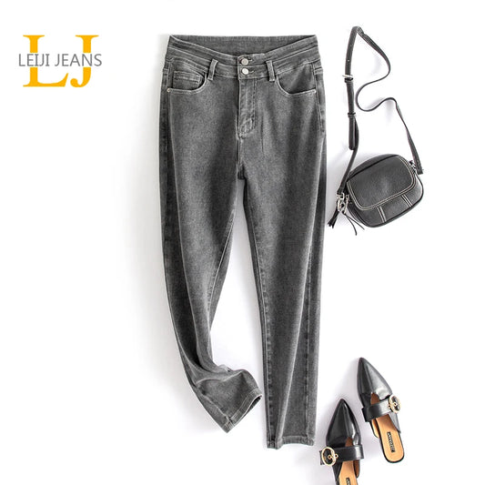 2022 LEIJIJEANS Spring and Autumn high waist women jeans lady harem loose 6XL 100 KGS jeans women boyfriend 7XL 8XL mom jeans